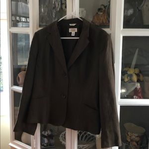 Talbots Irish Linen Cropped Brown Blazer